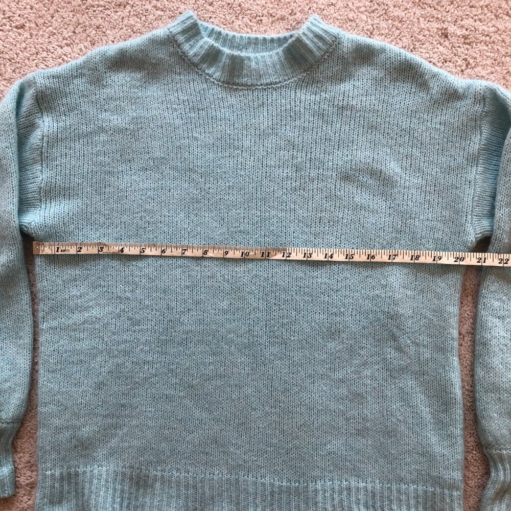 Soft Oversized Long-Sleeve Light Blue Knit Sweater - Picture 7 of 9